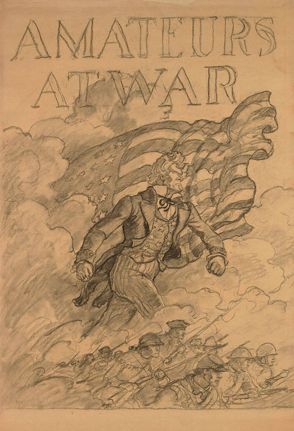 Amateurs at War, composition drawing for dust-jacket illustration