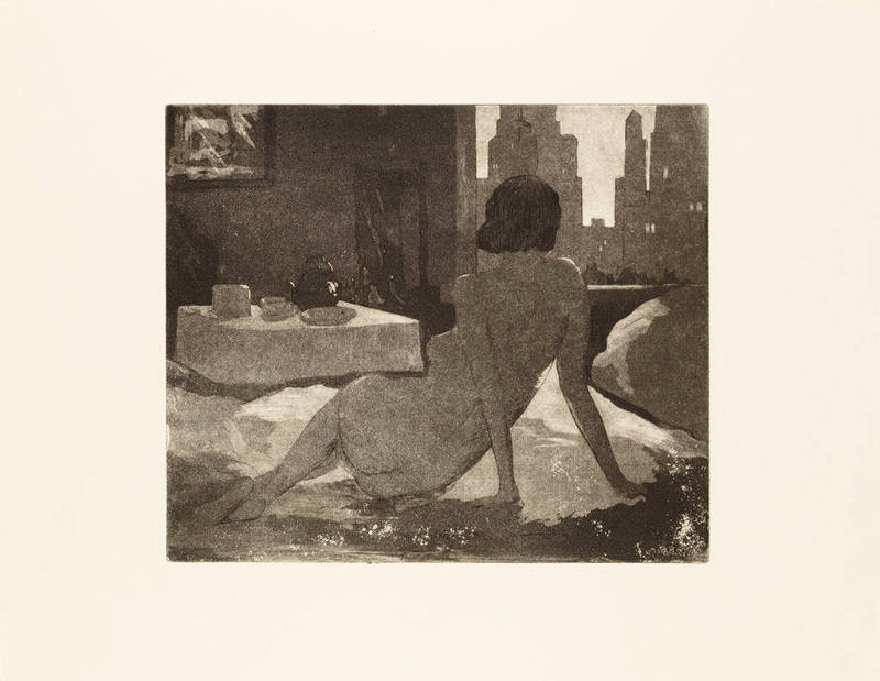 Nude with City Scene