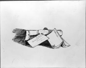 Untitled  (still life with books and envelope)