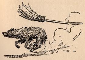 Rip Van Winkle, untitled drawing (Wolf and Dame Van Winkle's broom)