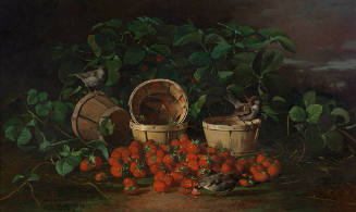 Still Life with Strawberries and Sparrows