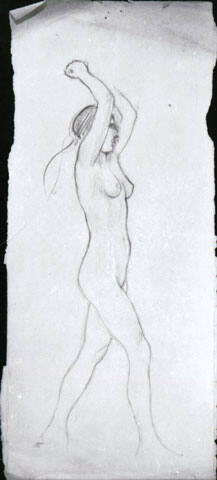 untitled (study of nude female figure carrying weight overhead, for Apotheosis of the Family)