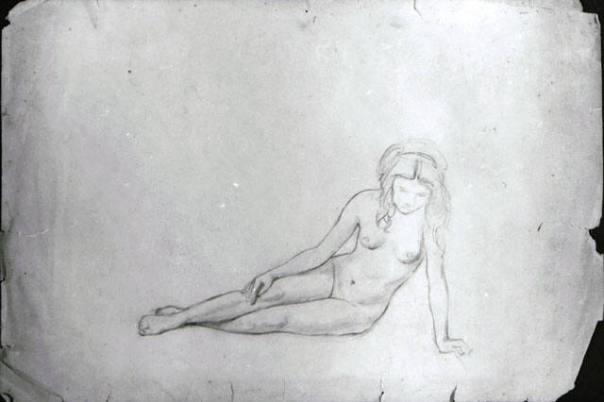 untitled (study of recumbent female nude, for Apotheosis of the Family)