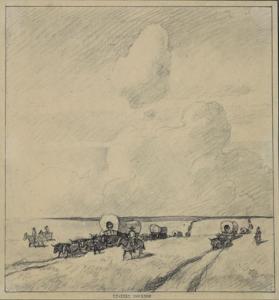 Covered Wagons, composition drawing