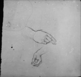 hand studies; verso, numbered diagram of unknown purpose