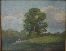 Untitled (tree and figures on a hill)