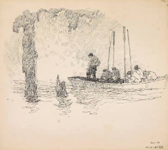 The Mysterious Island, untitled tailpiece  (boat with figures holding oars straight up)