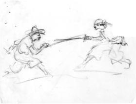 Untitled (two pirates sword fighting)