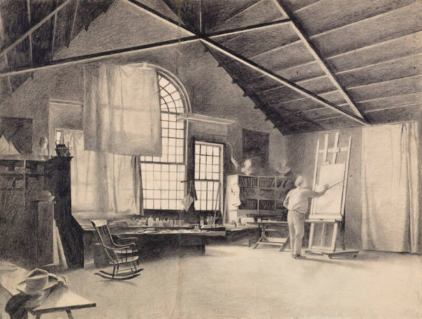 N. C. WYETH IN HIS STUDIO