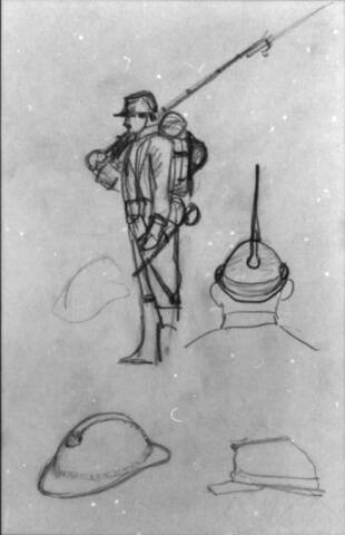 Untitled (studies of soldiers and helmets)
