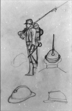 Untitled (studies of soldiers and helmets)