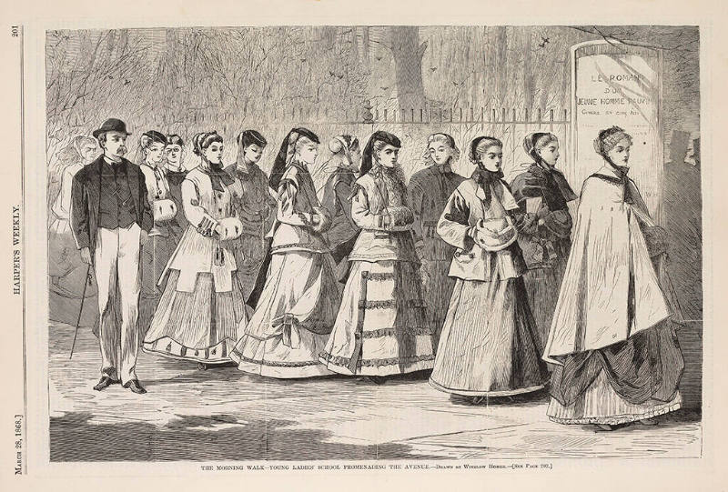 The Morning Walk:  Young Ladies' School Promenading the Avenue
