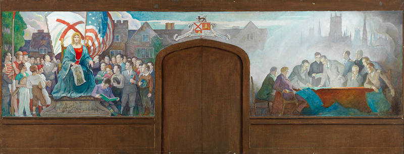St. Andrew's School mural, presentation painting