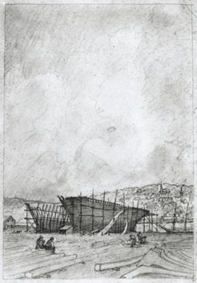 The Building of a Ship, composition drawing