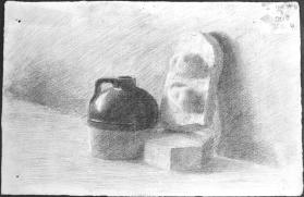 Untitled (still life with bean pot; verso, studies)