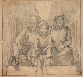 Title unknown (boy between two people in wagon, possibly related to The Yearling commission)