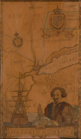 Hendrik Hudson (with map of the Hudson River)