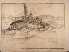 Puritan Cod Fishers, composition drawing for Metropolitan Life mural