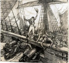 Decatur and the Pirates of Tripoli, composition drawing