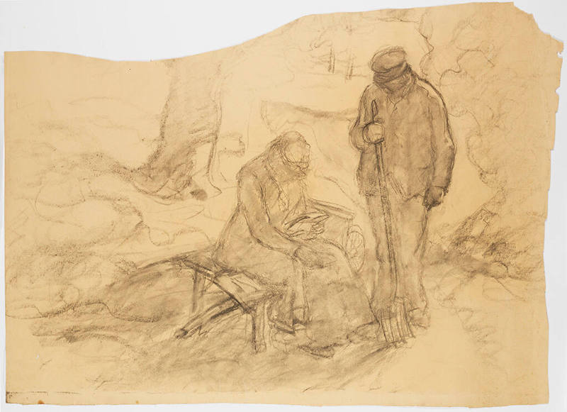 Fragment of a sketch (Mr.and Mrs. A. N. Wyeth) for Spring--1918