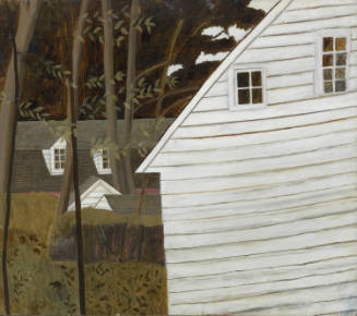 Untitled (back of barn with house in background)