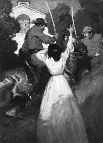 'Genie had grasped Philip's saddle, and was clinging there.  "Please!  Please!" she begged. "Oh, my god, Philip, he'll kill you!"