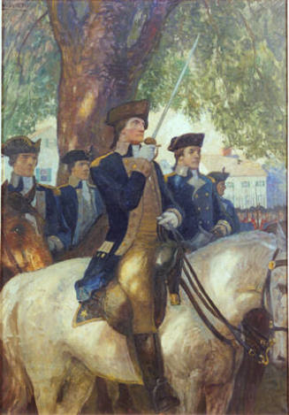 Beginning of the American Union
Washington salutes the flag as he takes command of the Continental Army at Cambridge, 1775