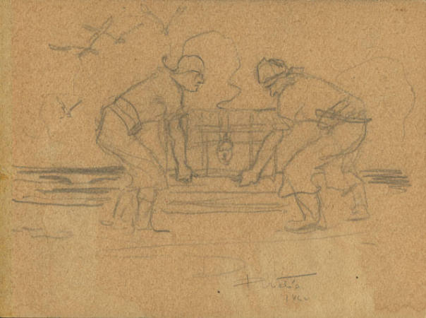 unknown (two pirates lifting a treasure chest)