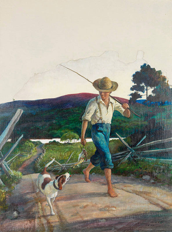 Untitled [boy with dog and fishing pole]
