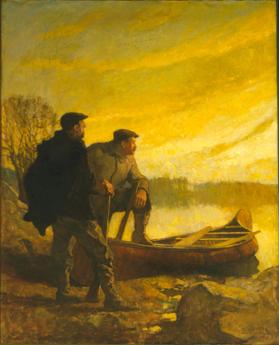 title unknown (two hunters and canoe)