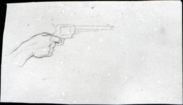 study of a hand holding a pistol