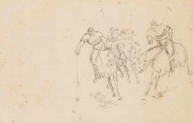 Untitled (four mounted polo players chasing ball)