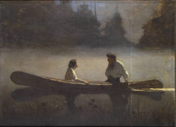 She leaned toward him with eyes shining more brightly than the moonlight in the wake of their canoe.  "Oh, you're splendid."