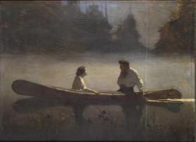 She leaned toward him with eyes shining more brightly than the moonlight in the wake of their canoe.  "Oh, you're splendid."