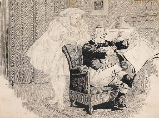 Ghost of Henry VIII Looking over John Bull's Shoulder