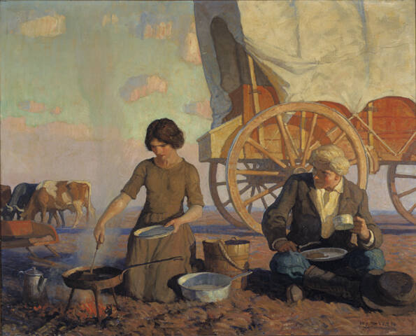 The last morning Rowena came to my fire and, snatching the spider from me, took the job off my hands, baking the cakes while I ate