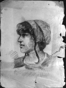 Untitled (head of a woman wearing a cap)