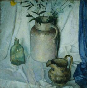 Still life with pitcher of meadow flowers