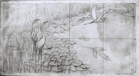 Herons in Summer, composition drawing for Metropolitan Life mural