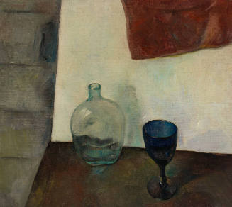 Still Life of Glass Flask and Blue Goblet