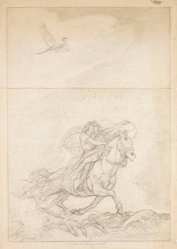 Oisin in the land of Youth, composition drawing