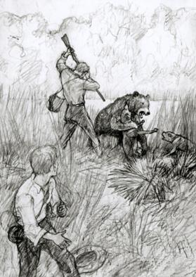 The Fight with Old Slewfoot, composition drawing