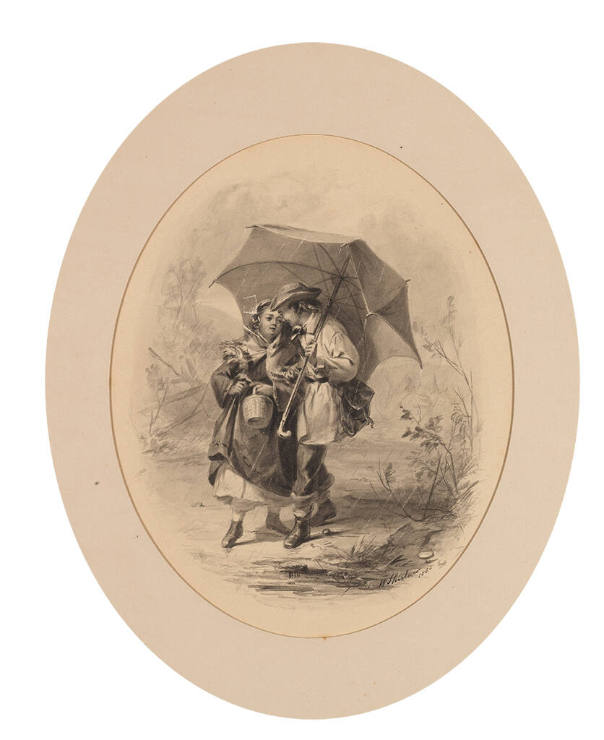 Young Couple under Umbrella