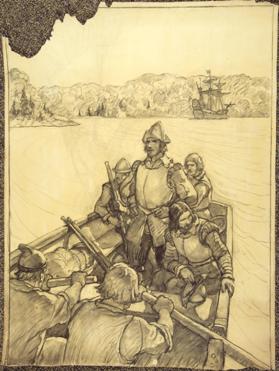 Captain George Waymouth on the Georges River, composition drawing