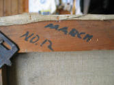 caption: Marking on reverse of stretcher showing inscription associated with Philadelphia Sketc…