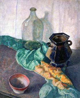 Still Life with Bottle, Vase, and Bowl