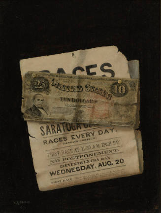 Ten Dollar Bill with Saratoga Racing Form