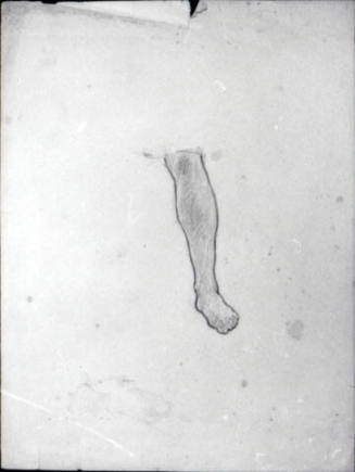 study of a foot and leg  (verso: outline of buildings)
