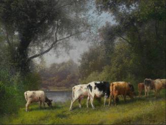 Pastoral Landscape, Cows by Water's Edge