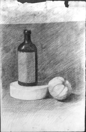 Untitled (still life with bottle and orange)